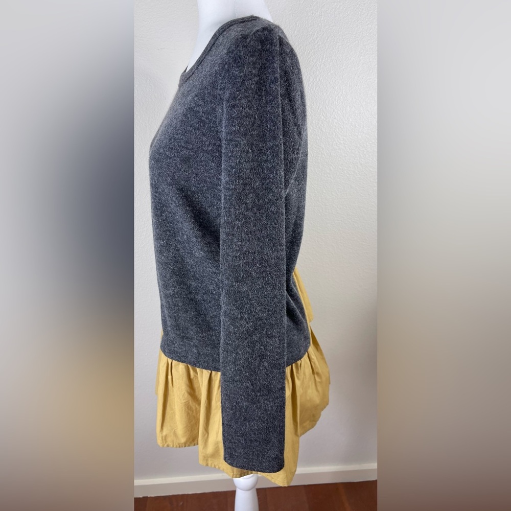 THML Gray and Yellow Ruffle Tiered Back Sweater Size S - Picture 4 of 14